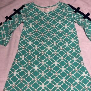 Crown & Ivy Teal and Navy Kids Casual Dress